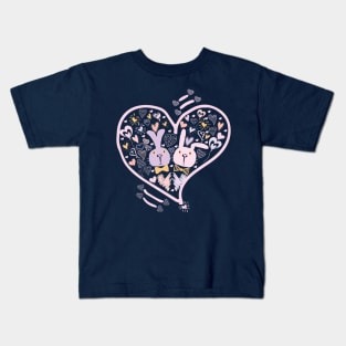 Two Cute Bunnies in Love Kids T-Shirt